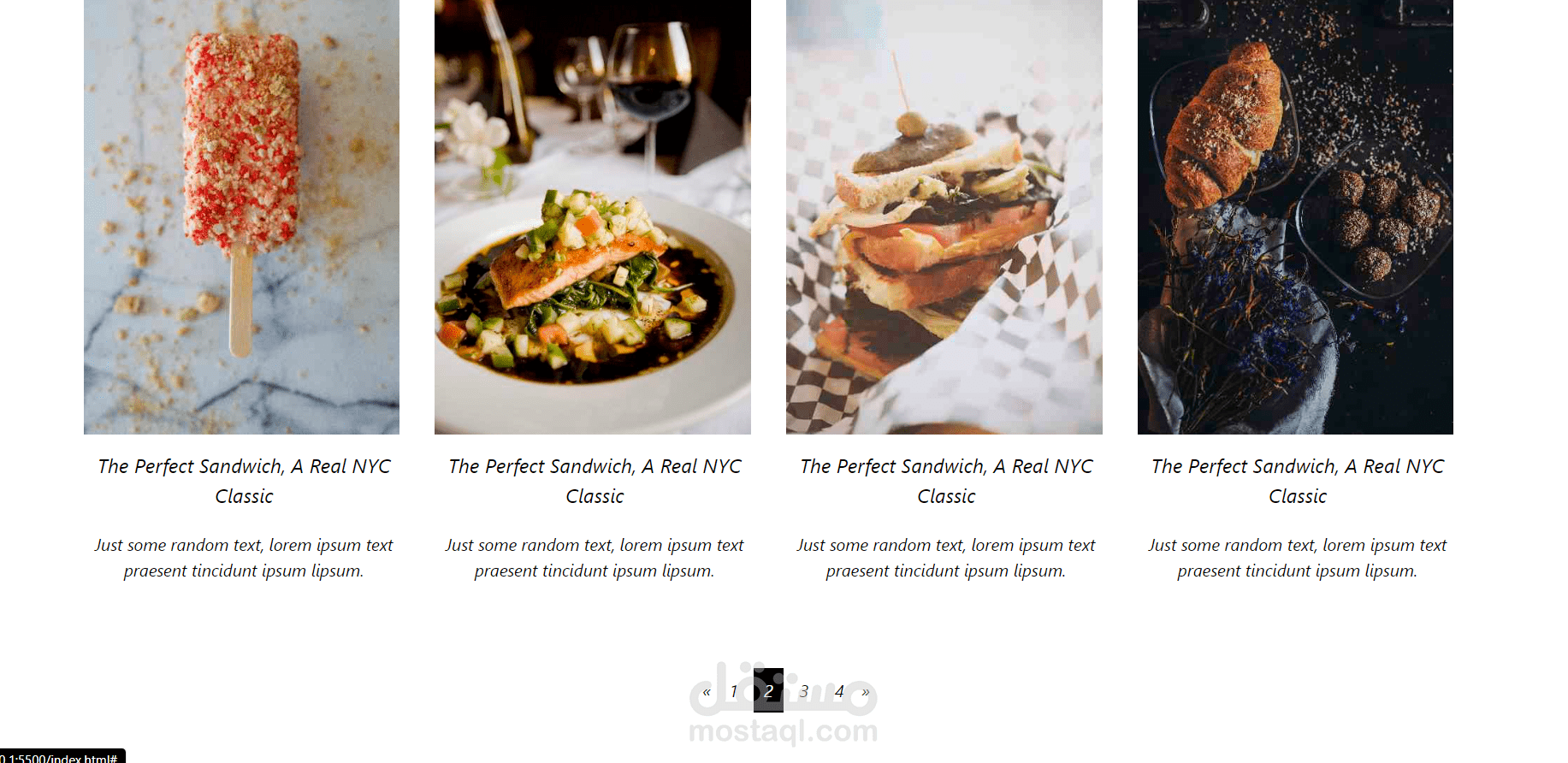food page design