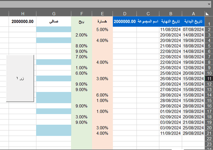 تصميم جداول excel تعمل ب vba