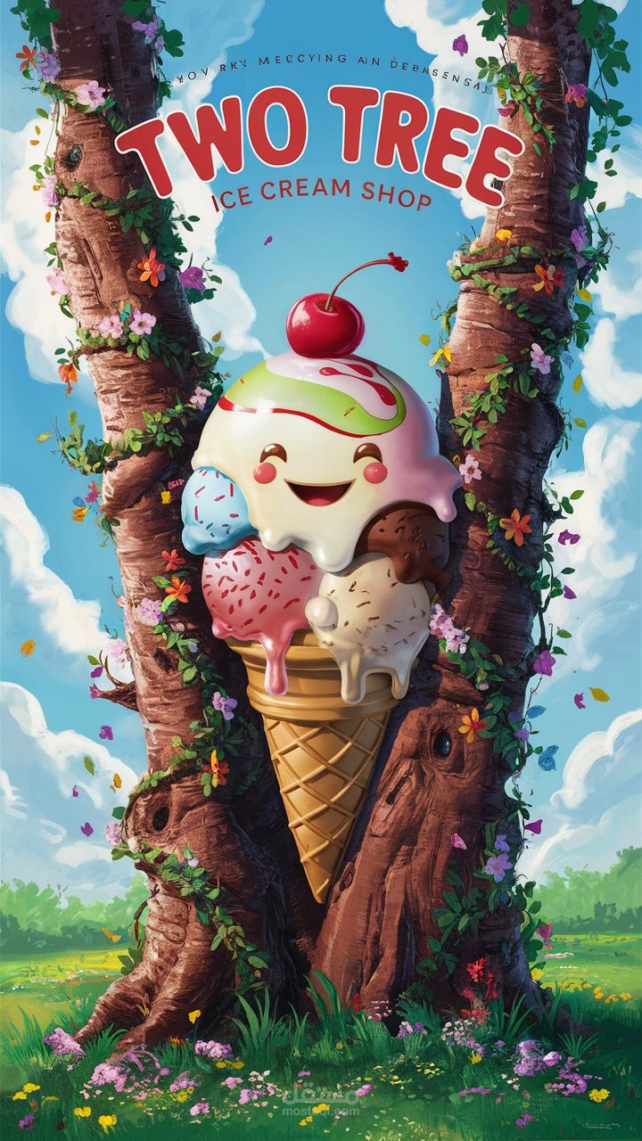 محل ice cream tow tree