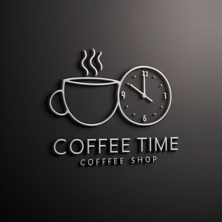 شعار بسيط لمقهى يسمى "Coffee Time " ،