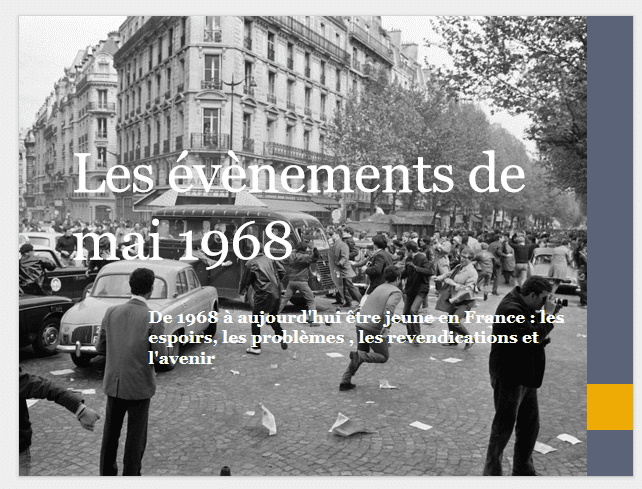 عرض تقديمي باللغة الفرنسية بعنوان أحداث مايو 1965