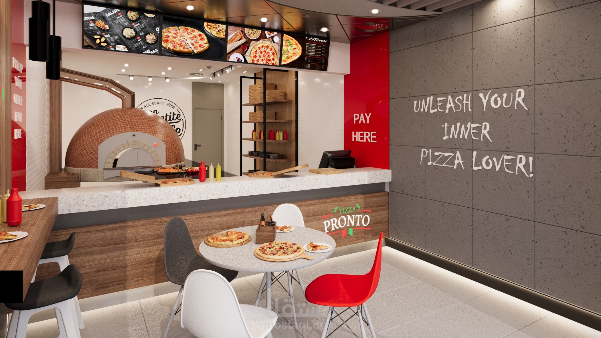 Pizza Restaurant Interior Design | مستقل