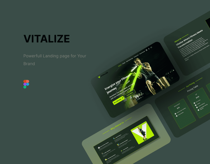 تصميم صفحة هبوط لموقع الكتروني وتصميم واجهة التطبيق Vitalize