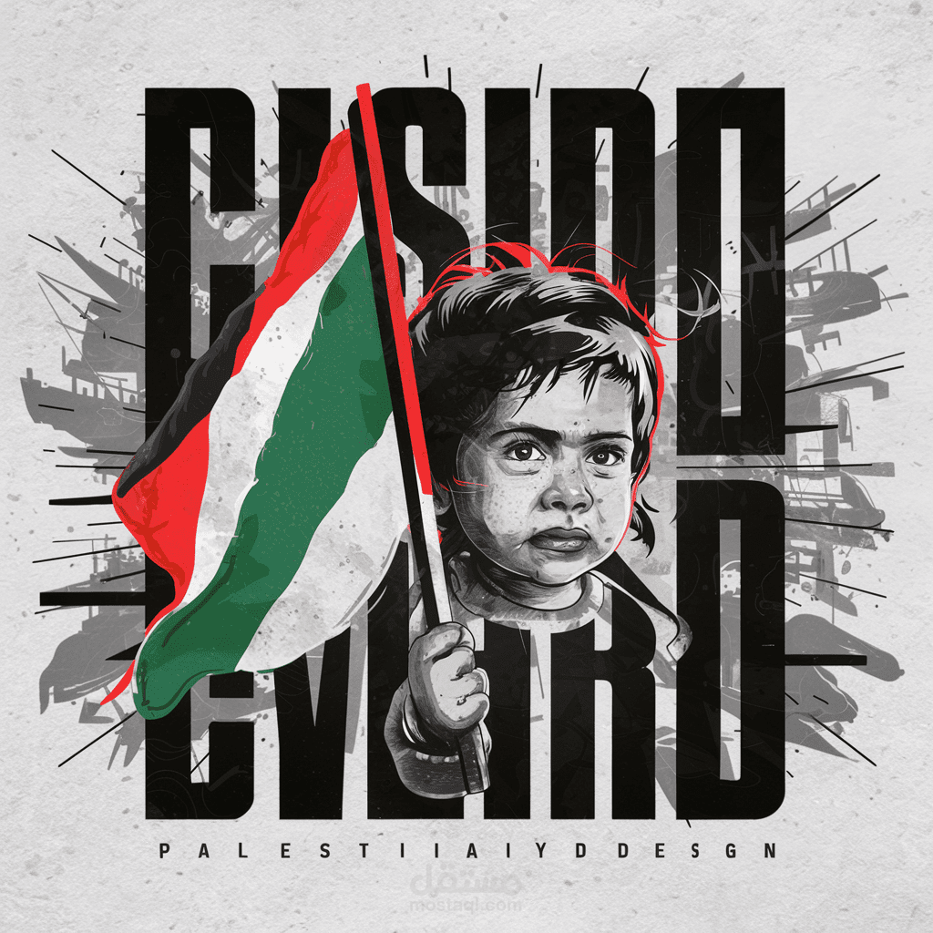تصميم لوجو لاطفال يحملون علم فلسطين