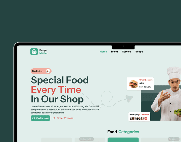 Restaurant website menu page