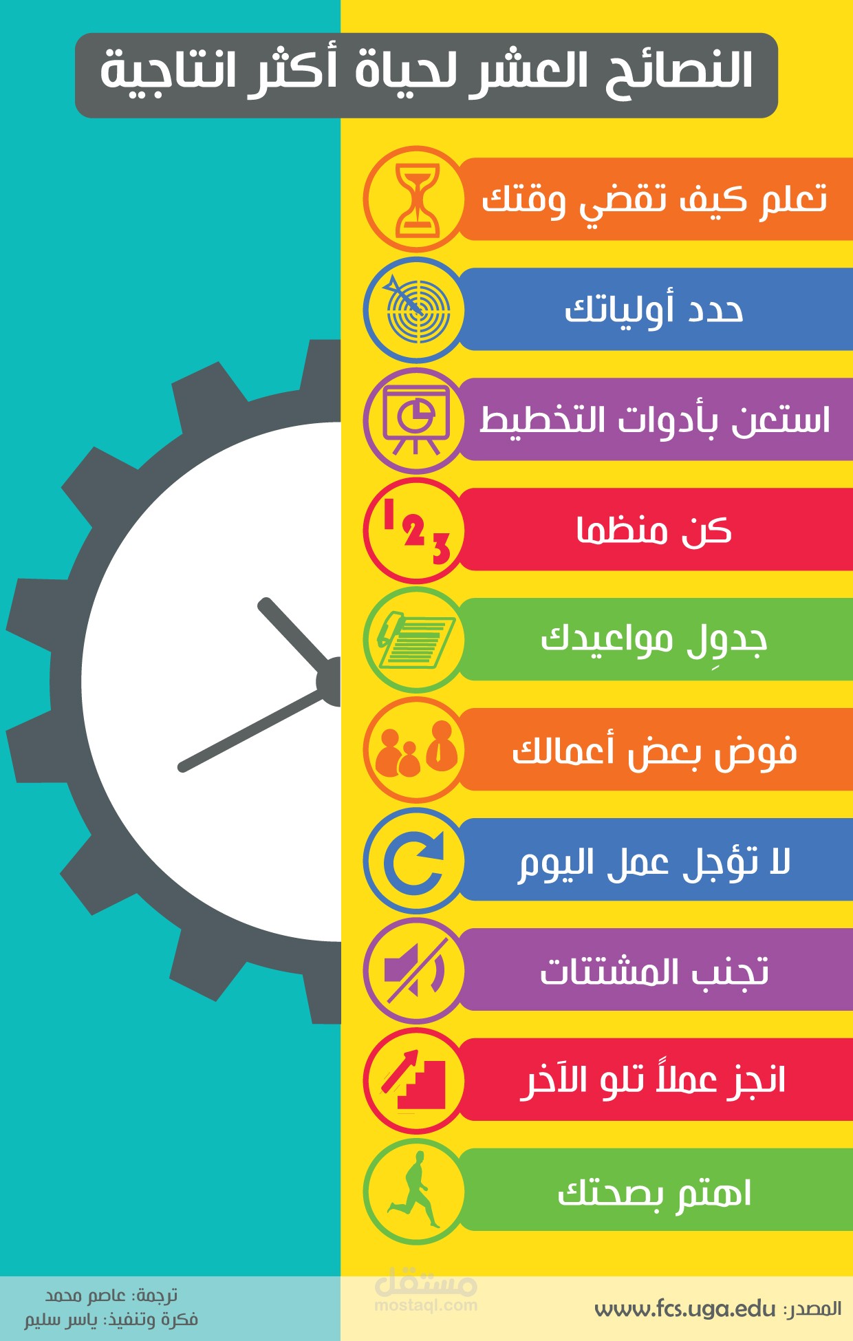 أنفوجرافيك - النصائح العشر لحياة أكثر انتاجية