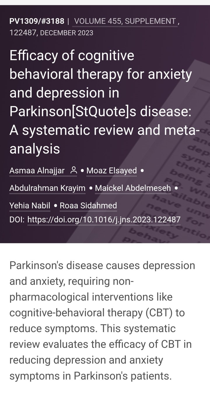 ملخص وposter لبحث حديث نشر في مؤتمر world congress of neurology 2023