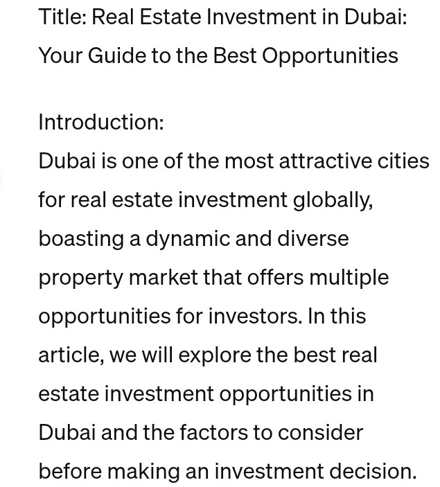 Title: Real Estate Investment in Dubai: Your Guide to the Best Opportunities