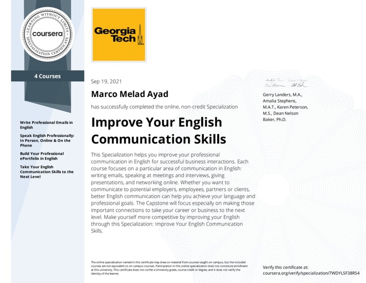 Improving English Communication Skills Specialization