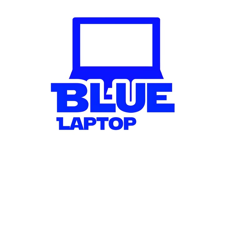 شعار ولوجو متجر اجهزه الكترونيه بأسم blue laptop