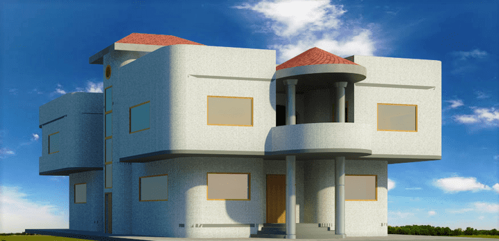 تصميم معماري كامل (داخلي وخارجي ورفع 3D) لمنزل سكني مكون من طابقين