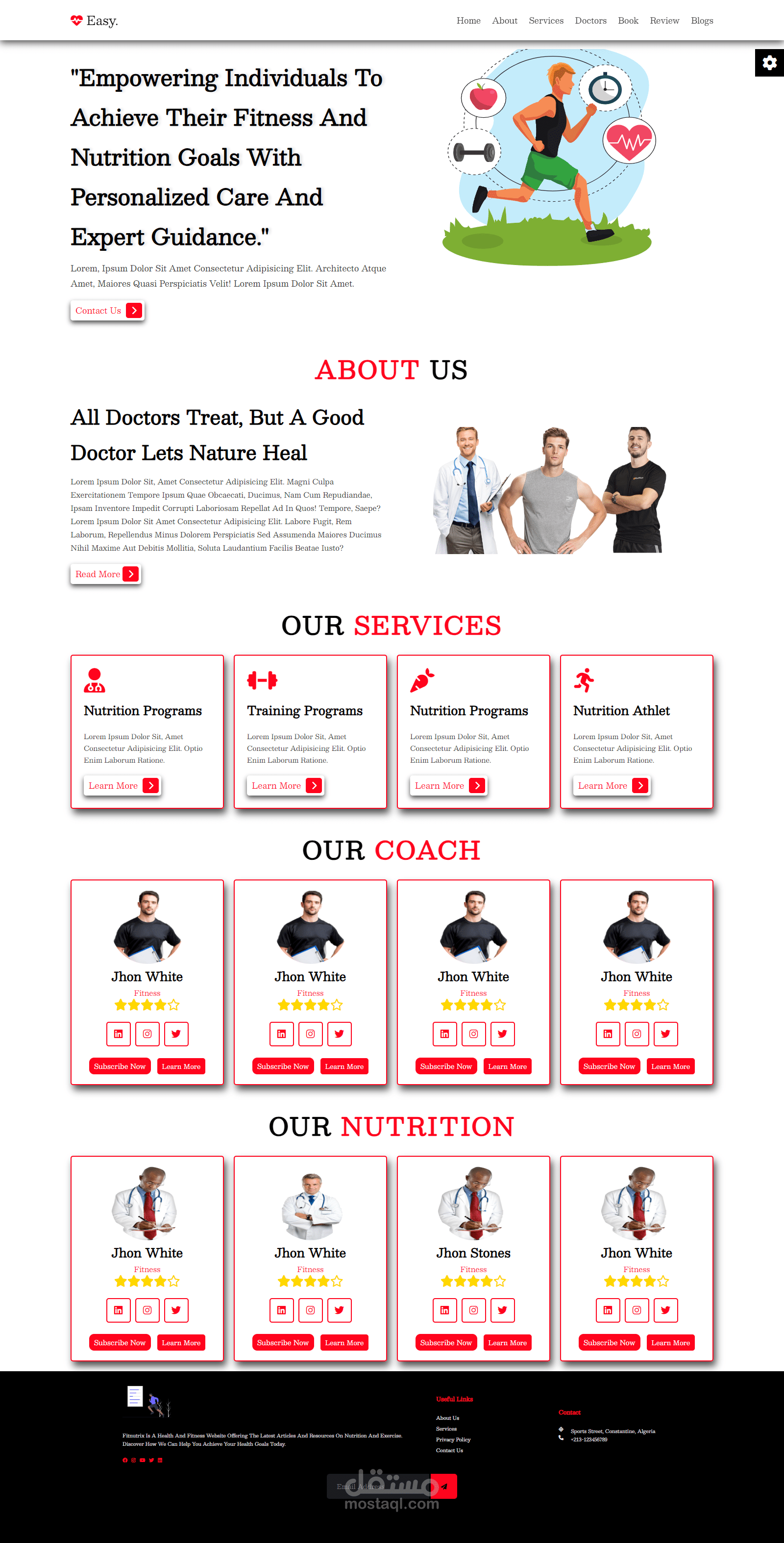 مشروع: تصميم موقع ويب لبرنامج "Easy Fitness & Nutrition"