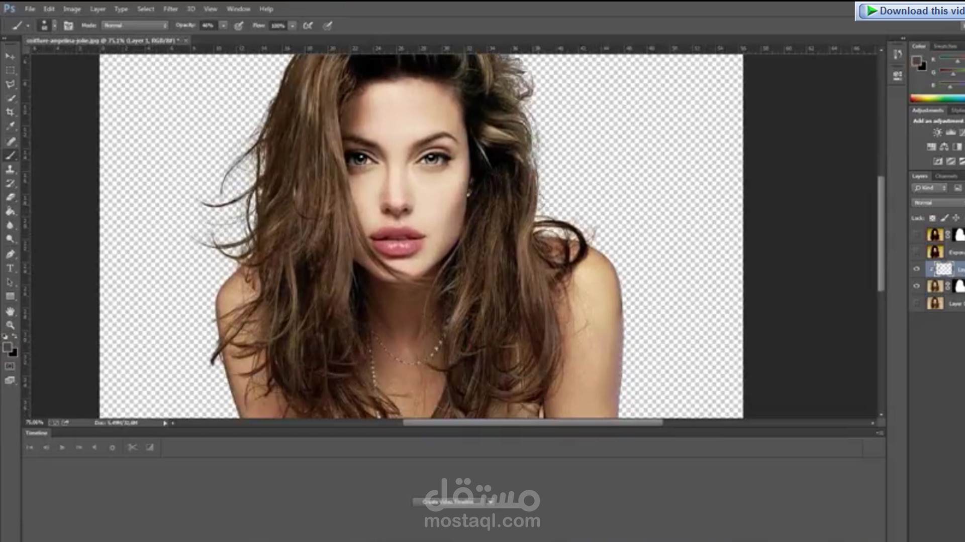 Video Crop woman hair (Angelina jolie )