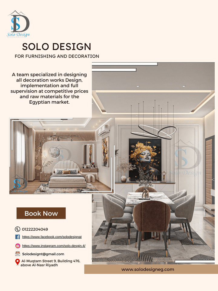 "A poster for furnishing and decoration page called "Solo Design