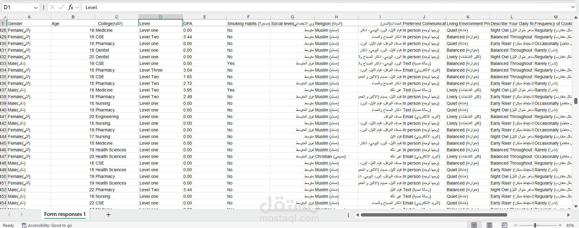 Data Entry, Cleaning, and Organization of Student Dataset