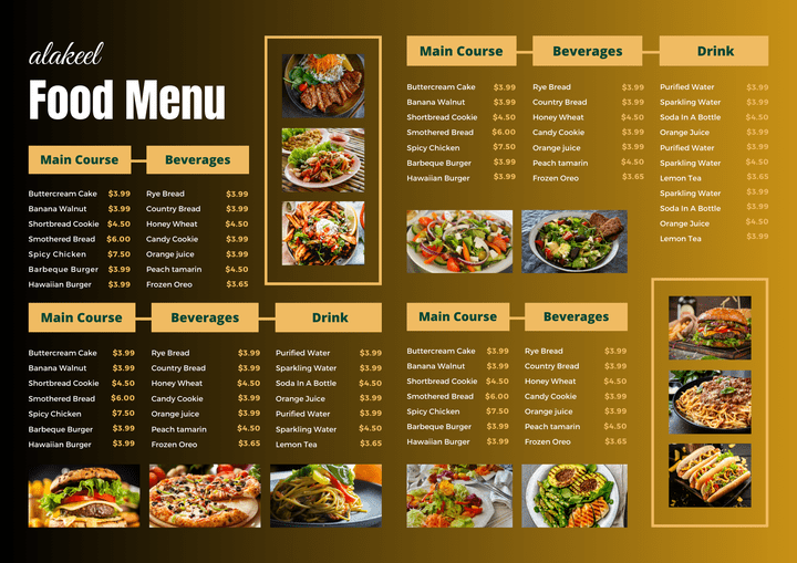 Green And Yellow Modern Delicious Food Menu Landscape