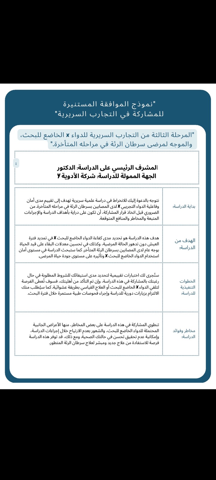 Informed consent form for Clinical trial participation