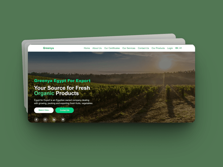 Greenya Farm هو موقع تعريفي زراعي يعرّف بخدمات ومنتجات المزرعة. تم تطويره باستخدام Laravel مع تصميم متجاوب وتجربة استخدام سهلة، مع دعم نظام تعدد اللغات (Localization) ليتناسب مع جمهور مختلف.بالاضافه الي Admin dashboard للتحكم في الموقع