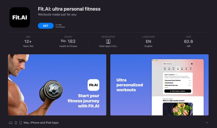 إنشاء تطبيق رياضة بالذكاء الاصطناعي "fit.ai"