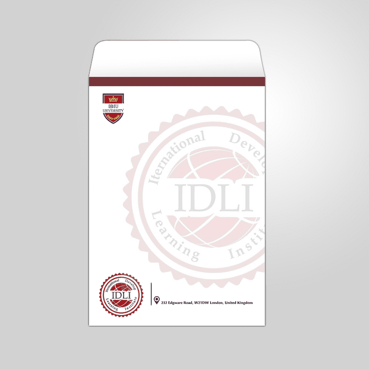 Design for Cover Envelope Certificate of IDLI