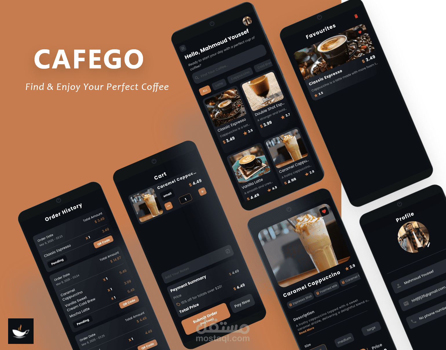 CAFFEGO | تطبيق طلب مشروبات مع لوحة تحكم متكاملة (Flutter + Firebase)
