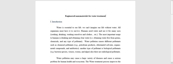 Scientific writing using Word about Engineered nanomaterials for water treatment
