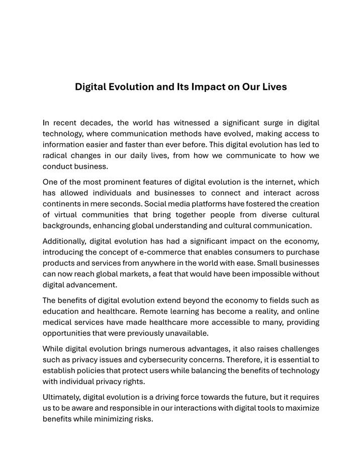 Digital Evolution and Its Impact on Our Lives