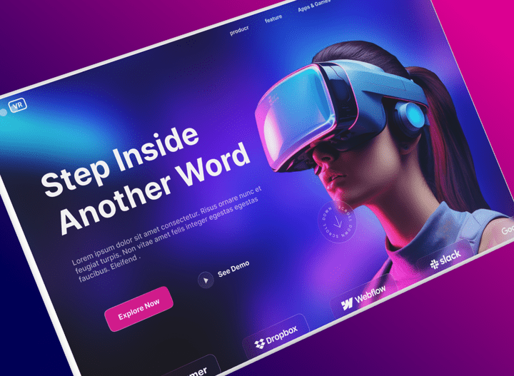 Landing page for VR