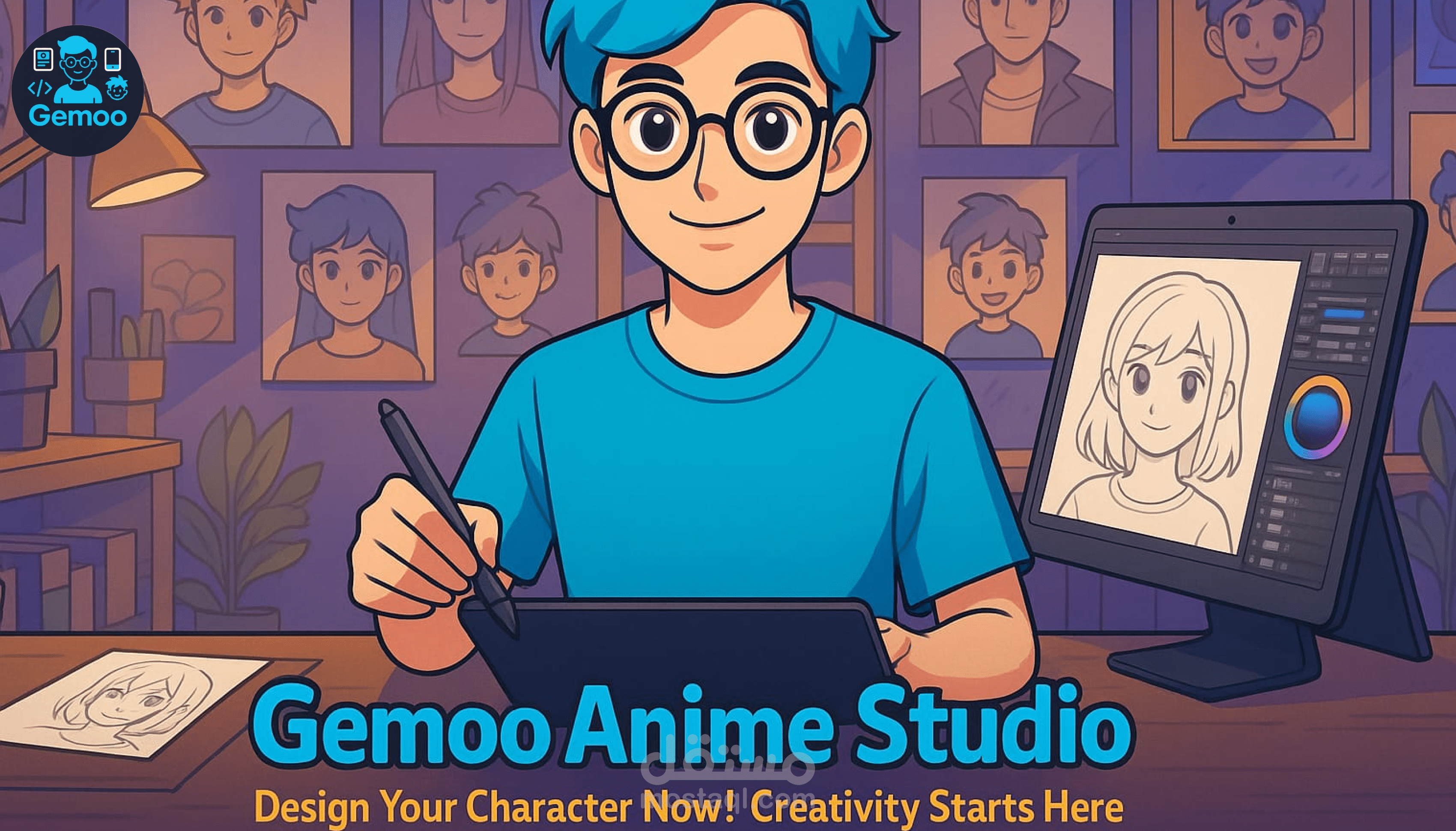 تصميم شخصية أنمي مخصصة بأسلوب 2D احترافي