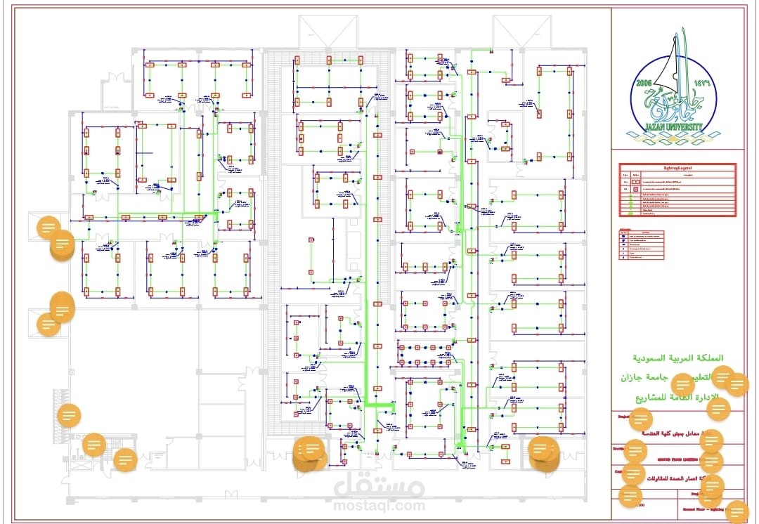 تصميم مخطط AS built drawing للكهرباء بقسم المعامل  بجامعة جازان