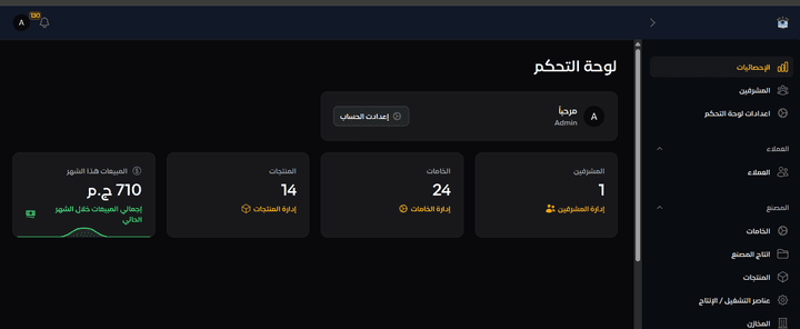 نظام إدارة مصنع متكامل (إنتاج – مبيعات – مخازن – فواتير)...وغيرهم