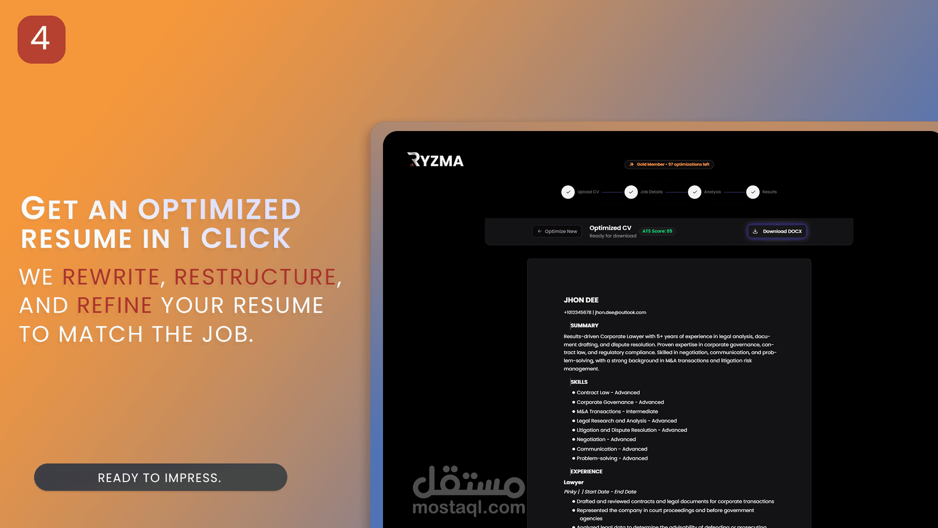 Ryzma – منصة ذكية لتحسين السير الذاتية (CV Optimization SaaS) باستخدام الذكاء الاصطناعي