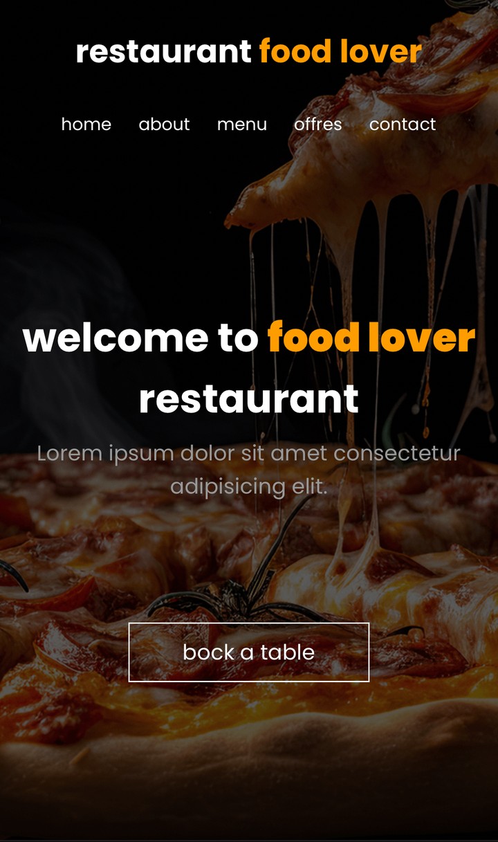 Website for restaurant made by html and css