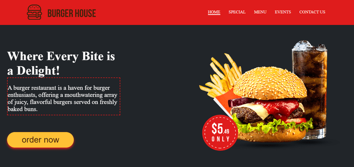 Restaurant website design