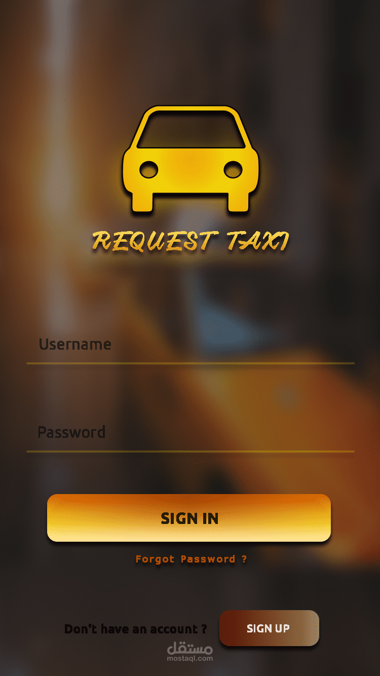 Taxi_APP Sign Up UI