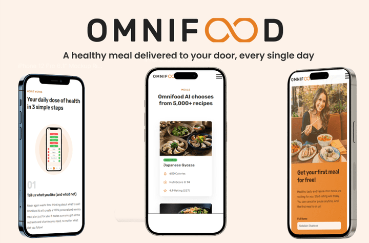 صفحة هبوط لموقع مأكولات صحية  ( Omnifood )