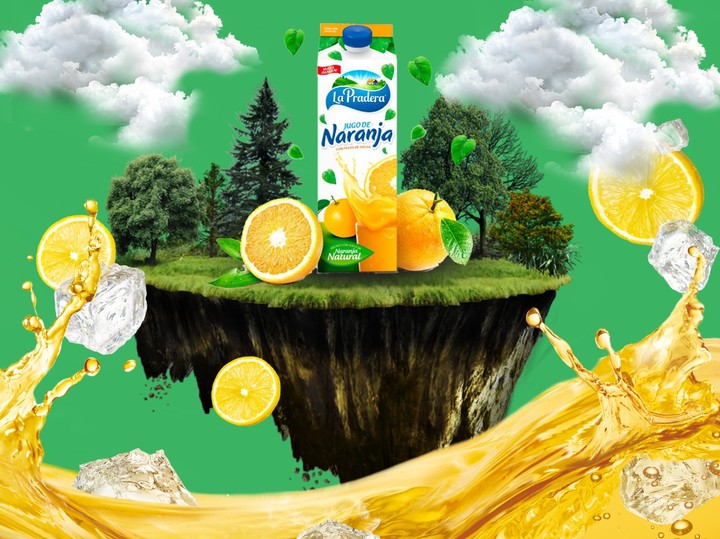 Social media design for an orange juice product