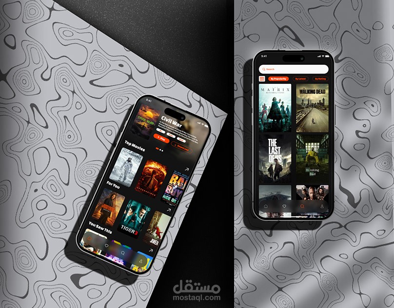 تطبيق أفلام – تصميم واجهة مستخدم وتجربة مستخدم (Mobile UI/UX)
