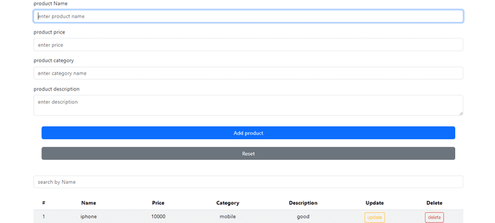 crud operations using  JavaScript