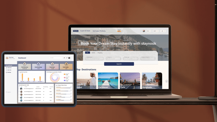 تصميم لموقع و داش بورد لحجز الفنادق