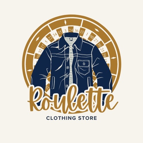 لوجو لمتجر ملابس باسم "Roulette" و عمل موك اب