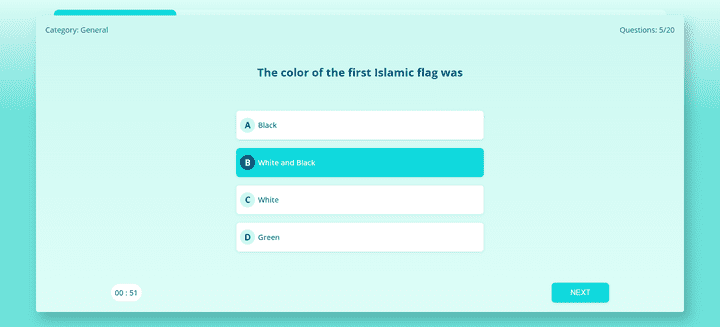 تطبيق اختبار معرفتك بتقنيات الويب و الدراسات العامة بواجهة جميلة و رسوم متحركة (Quiz Application)