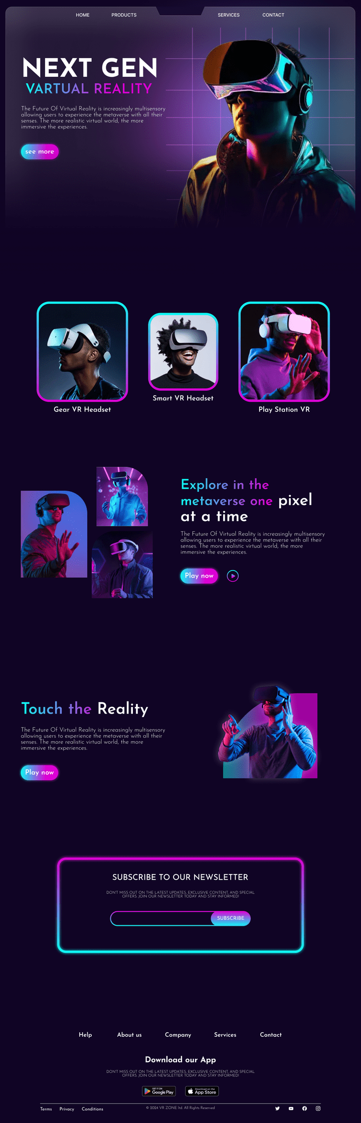 UI/UX design for VR zone