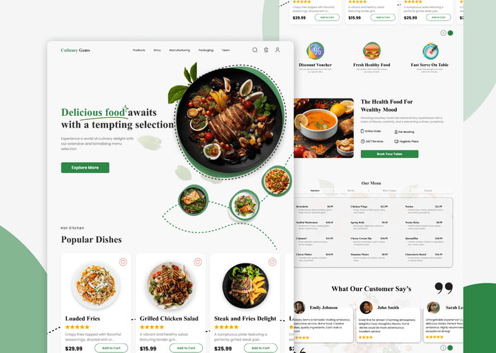 Restaurant landing page