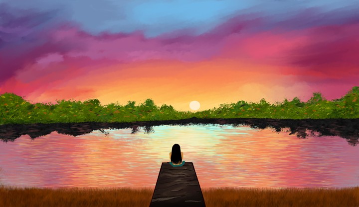 Digital Painting ,landscape and sunset