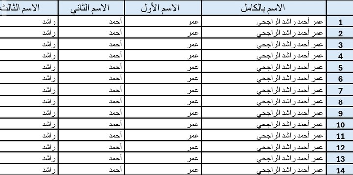 تنسيق اسماء عملاء علي الاكسيل