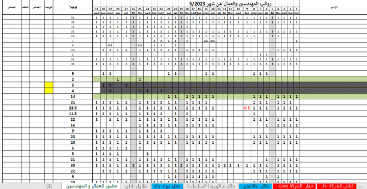 ملف Excel شهري لإدارة بيانات الشركة