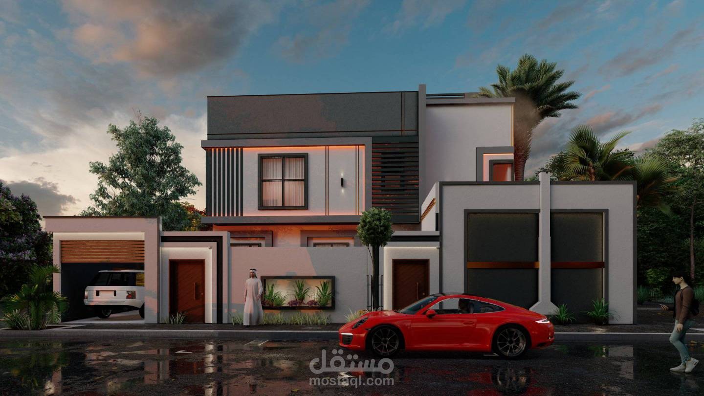 تصميم فيلا سكنية مخططات وواجهات