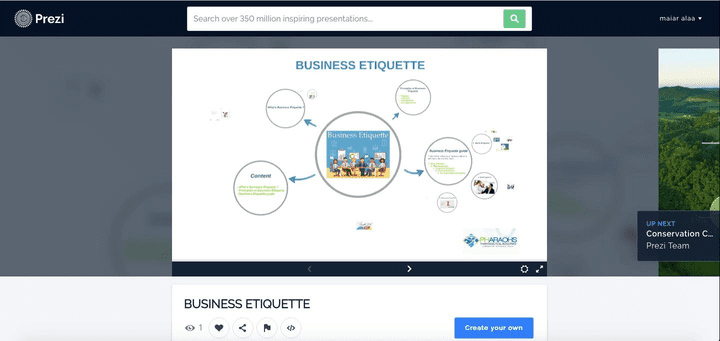 Business Etiquette presentation using prezi