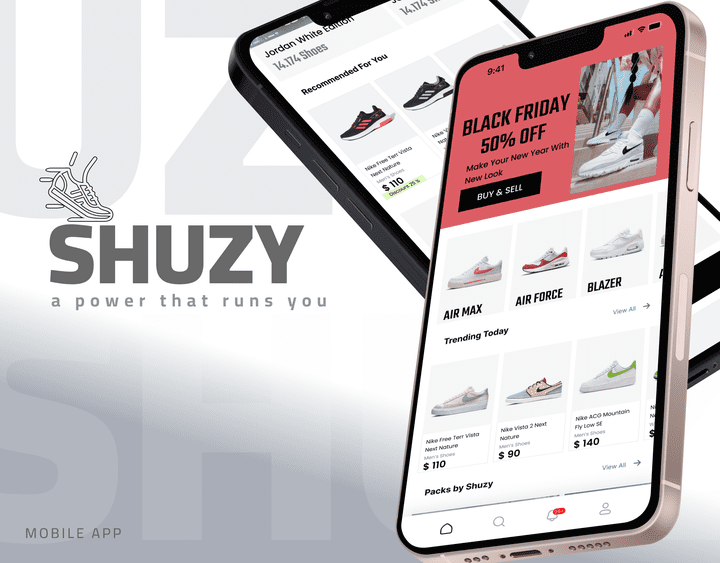 SHUZY |UI/UX| E Commerce App For Shoes | Mobile App